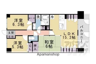 ライオンズマンション京都山科ガーデンシティ【0602号室】の間取り