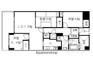 グランデュール鴨川シレノスII番館【812号室】の間取り