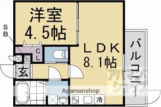 Casa Wood 丹波橋【1階】の間取り