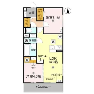 アレ・デ・フルール西向日駅前 A棟【101号室】の間取り