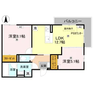 アレ・デ・フルール西向日駅前 A棟【303号室】の間取り