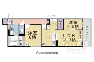 アレ・デ・フルール西向日駅前【A-102号室】の間取り