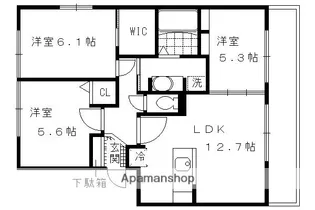 リバーフロント鴨川【101号室】の間取り