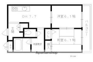 陵南ハイツ【203号室】の間取り