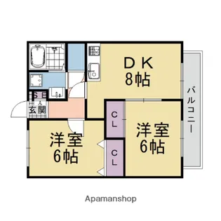 ラ・ビルヌーブ桂【203号室】の間取り