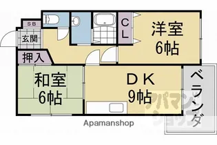 メルベーユ桂【105号室】の間取り