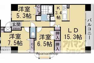 アルモード京都西院【2階】の間取り