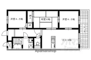 アネーロ長岡京【202号室】の間取り