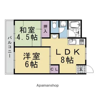 離宮リバーハイツ【203号室】の間取り