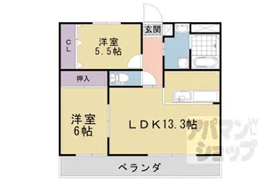 シャルマングレーヌ【202号室】の間取り