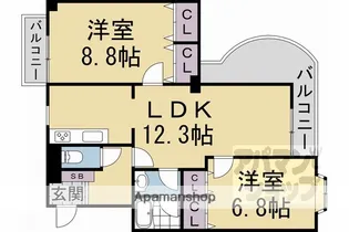 ランブラス桂川【406号室】の間取り