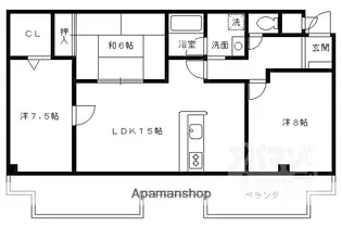 アメニティ双ケ丘【208号室】の間取り