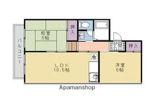 2LDKの間取り画像