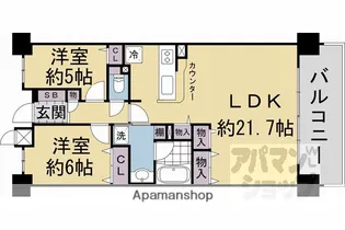 パデシオン長岡京西山天王山駅前【810号室】の間取り
