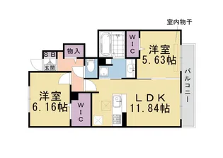 フローラ西向日【105号室】の間取り