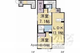 シャーメゾン太秦II【205号室】の間取り
