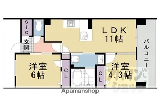 プレサンスロジェ洛西口 ザ・レジデンス【902号室】の間取り