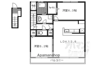 ジャルディーノ・ア・カーサ ドゥーエ【206号室】の間取り
