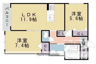 ローズコート アネックスII【210号室】の間取り