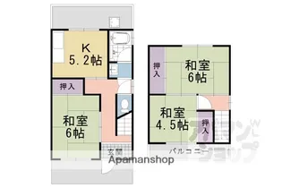 京都府乙訓郡大山崎町字円明寺小字下金蔵【テラスハウス】の間取り