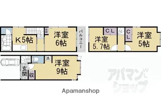 京都府京都市西京区下津林北浦町【一戸建】の間取り