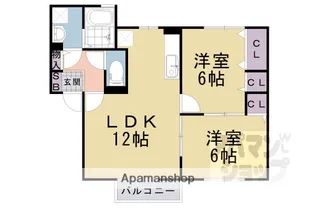 パストラル西向日【102号室】の間取り