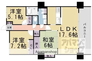 メディアス亀岡5番館【2003号室】の間取り