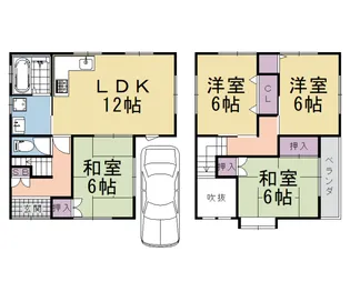 京都府長岡京市勝竜寺巡り原【一戸建】の間取り
