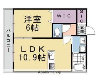 カーサ・フェリーチェ長岡京【203号室】の間取り