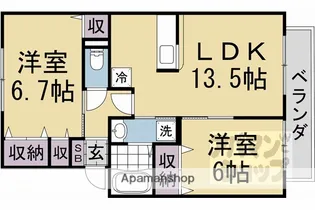 グランドール今里【205号室】の間取り