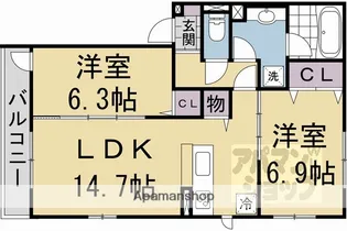 エンラージ西院【2階】の間取り