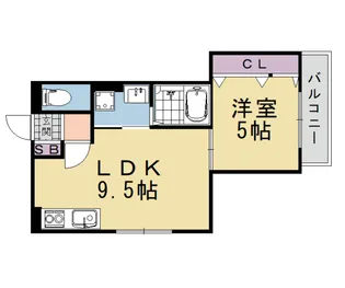 パークス長岡京【201号室】の間取り