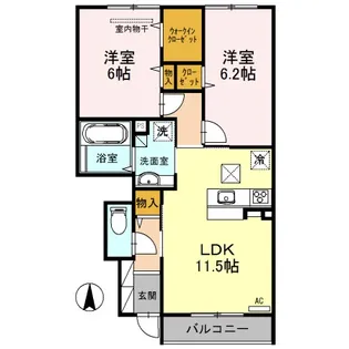 ロイヤル クレセント【102号室】の間取り
