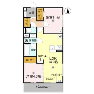 アレ・デ・フルール西向日駅前 A棟【201号室】の間取り