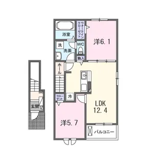 (仮)石田内里町アパート【2階】の間取り