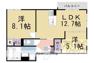 アレ・デ・フルール西向日駅前【A-103号室】の間取り
