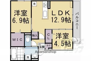 「GRAMM松室吾田神町A」【1階】の間取り