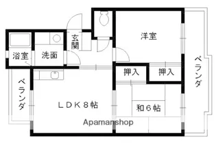 ラセーヌ大山崎【201号室】の間取り