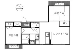 プルーリオン奥ノ坊【206号室】の間取り