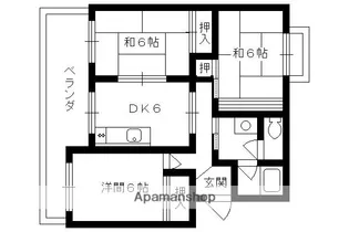 サンプラザ松尾【103号室】の間取り
