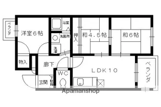 ラ・シュベール三浦【202号室】の間取り
