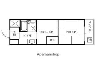 グランディール嵯峨【303号室】の間取り