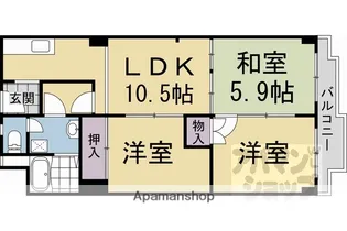 メガロコープ西陣【407号室】の間取り