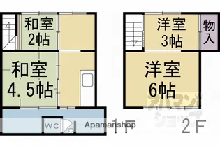 京都府京都市上京区鏡石町一条通智恵光院東入【タウンハウス】の間取り