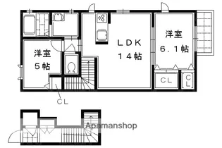 ラ グリシン【202号室】の間取り