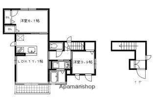 シャーメゾン河原町五条【201号室】の間取り
