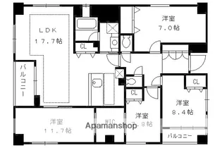 プリオーレ京都三条高倉【308号室】の間取り