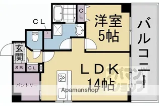 パインフィールド二条城【502RV号室】の間取り