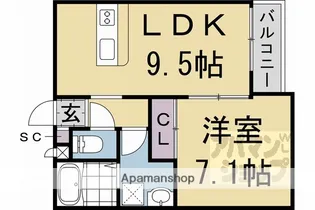 プライベートレジデンス京都駅西【104号室】の間取り
