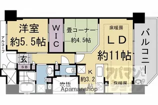 四条烏丸クロスマーク【1117号室】の間取り